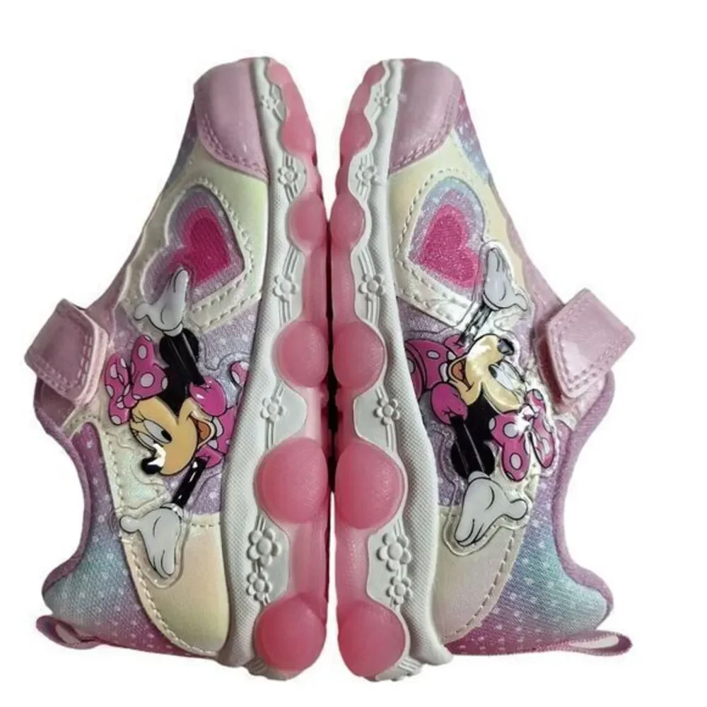 Minnie shoes for girls sneakers with LED light without laces Pink Size 10 (18cms